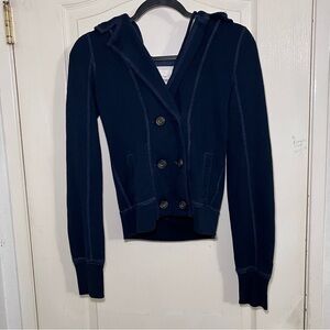 Abercrombie & Fitch Navy Hooded Double-Breasted Cardigan